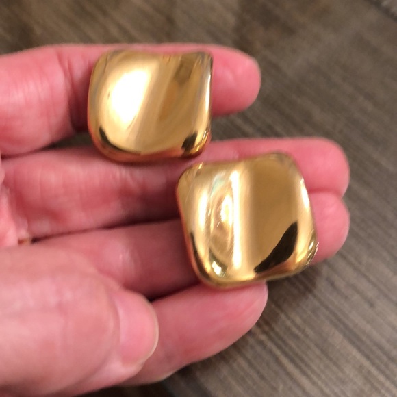 Vintage AVON Bold Dimensions Round Square Earrings 1990 - Picture 6 of 11
